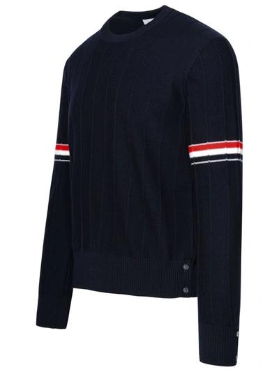 Shop Thom Browne Blue Virgin Wool Sweater In Navy