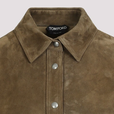 Shop Tom Ford Soft Suede Shirt In Brown