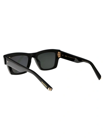 Shop Valentino Garavani Sunglasses In Black - White Gold W/dark Green Lenses