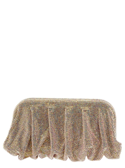 Shop Benedetta Bruzziches 'venus La Grande' Pink Clutch Bag In Fabric With Allover Crystals Woman