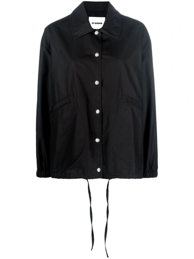 Shop Jil Sander Logo Cotton Jacket In Black