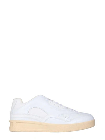 Shop Jil Sander Low Leather Sneakers In White