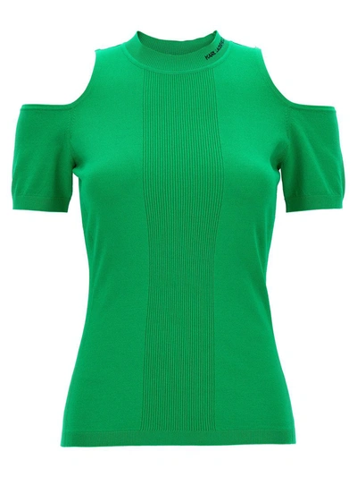 Shop Karl Lagerfeld Cut Out Top In Green