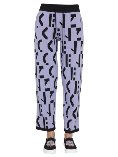 Shop Kenzo Jogging Pants With Monogram Inlay In Multicolour