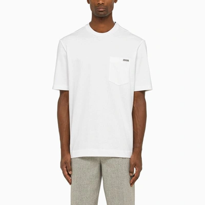 Shop Zegna Crewneck T-shirt With Pocket In White