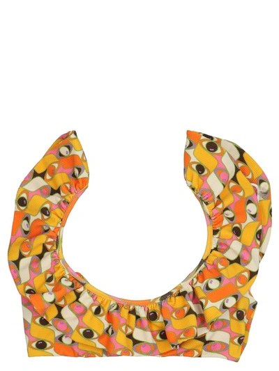 Shop La Doublej 'ruffle' Bikini Top In Multicolor