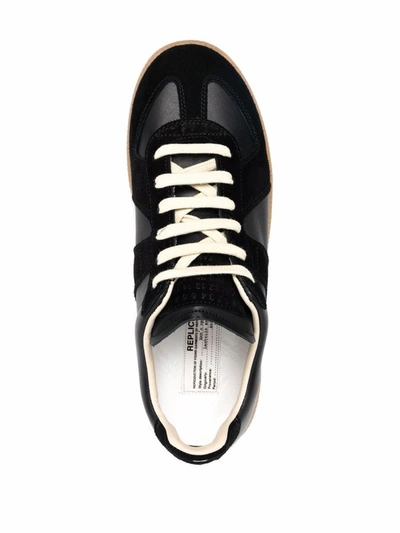 Shop Maison Margiela Replica Leather Sneakers In Black