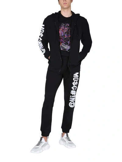 Shop Moschino Jogging Pants With Logo In Black