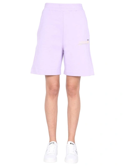 Shop Msgm "fantastic Green" Bermuda In Lilac