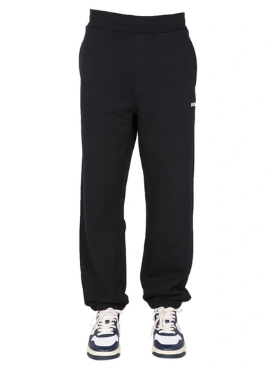 Shop Msgm Jogging Pants With Lettering Logo In Black