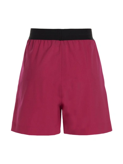 Msgm Bermuda Wool Shorts Elastic Waistband In Fuchsia