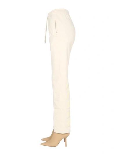 Off-white Women's Jogging Pants With Elastic Waist And Drawstring In White