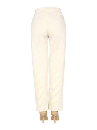 Off-white Women's Jogging Pants With Elastic Waist And Drawstring In White