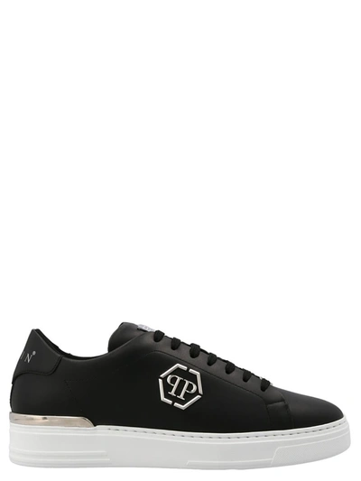 Shop Philipp Plein 'hexagon' Sneakers In White/black