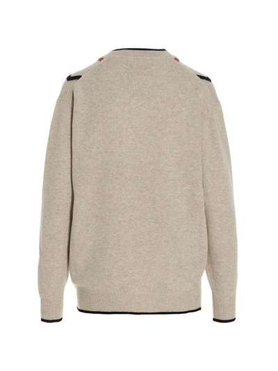 Plan C Geometric Pattern V-neck Knit Sweater In Multicolor