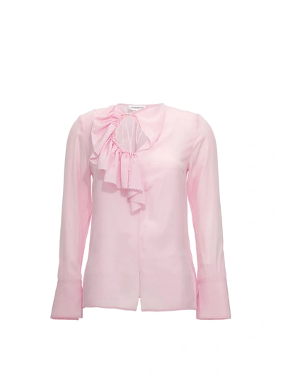 Shop Victoria Beckham Ruffles Bloat Shirt, Blouse Pink
