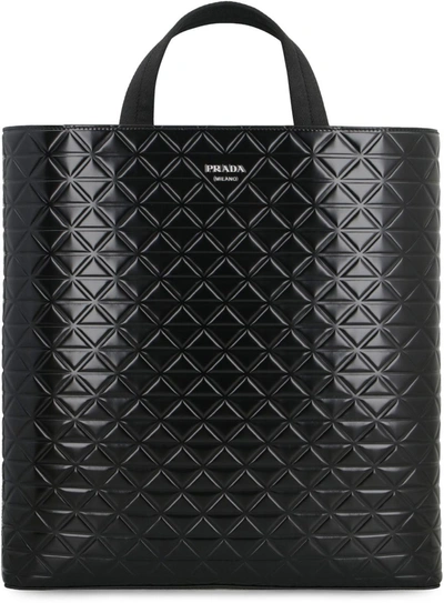 Shop Prada Smooth Leather Tote Bag In Black