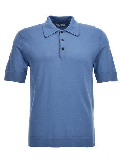 Shop Pt Torino Silk Cotton Polo Shirt. In Blue