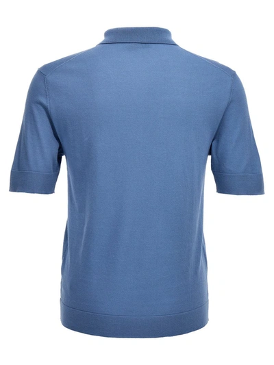 Shop Pt Torino Silk Cotton Polo Shirt. In Blue