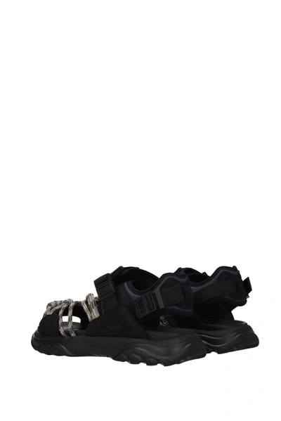 Shop Dior Sandals H-town Fabric Black Beige