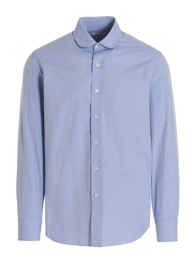 Shop Salvatore Piccolo Rounded Collar Shirt In Blue