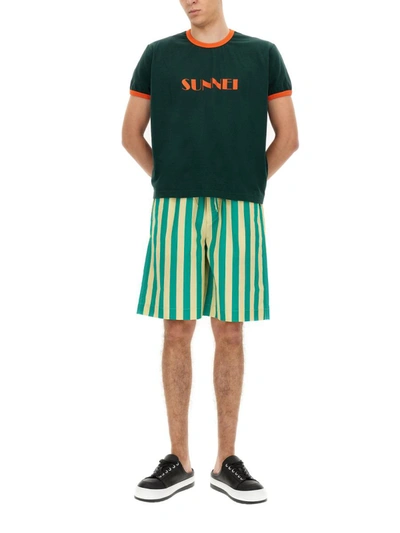 Shop Sunnei Striped Pattern Bermuda Shorts In Multicolour