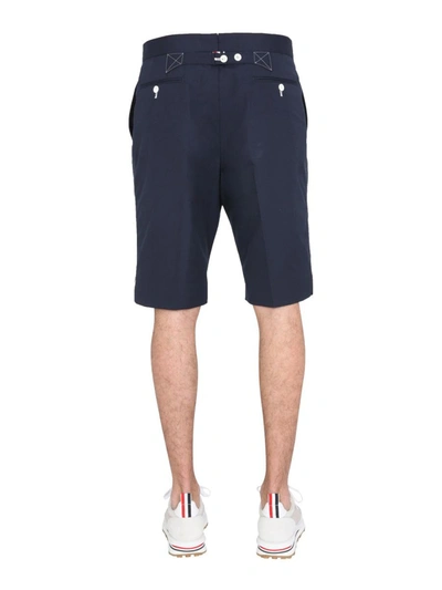 Shop Thom Browne Bermuda With Contrast Stitching In Blue