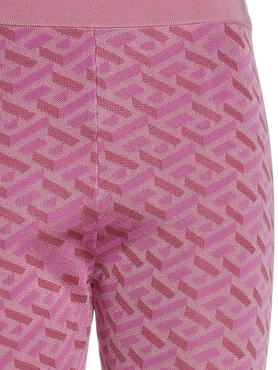 Shop Versace 'la Greca' Pants In Pink