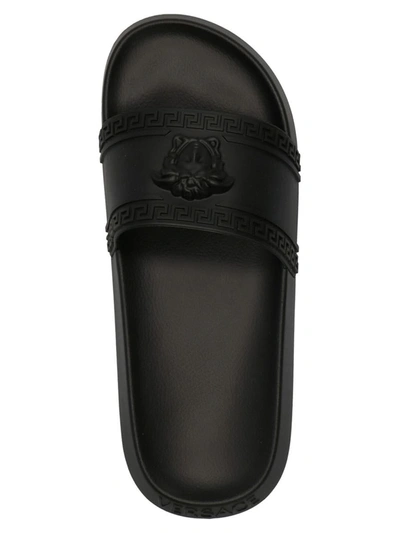 Shop Versace 'medusa' Slides In Black