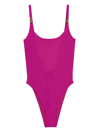 Shop Versace 'medusa' Swimsuit In Fuchsia