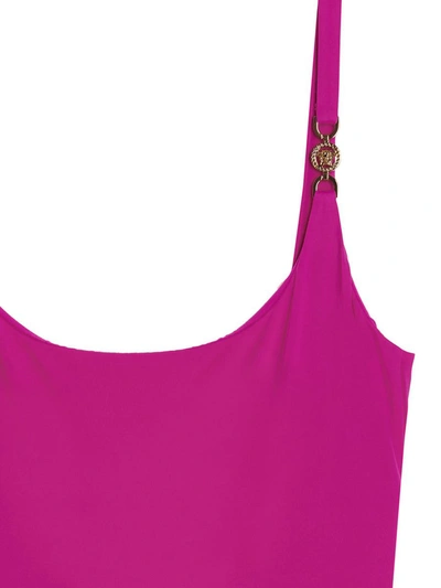 Shop Versace 'medusa' Swimsuit In Fuchsia