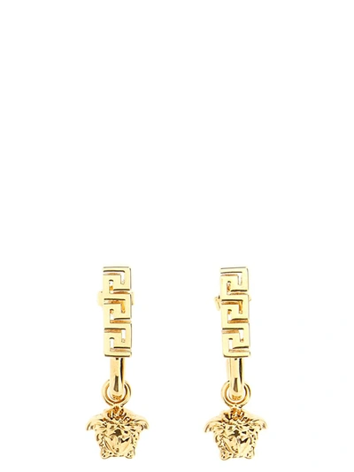 Shop Versace 'medusa' Earrings In Gold