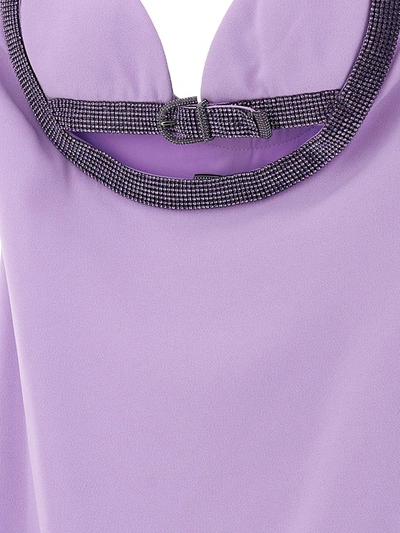 Shop Versace X Dua Lipa Crystal Cut Out Dress In Purple