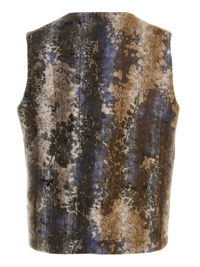 Vitelli Abstract Pattern Sleeveless Vest With Front Pockets In Multicolor
