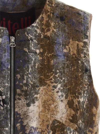 Vitelli Abstract Pattern Sleeveless Vest With Front Pockets In Multicolor