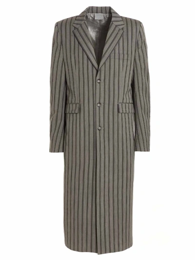 Vtmnts Striped Long Coat Chest Pocket In Gray