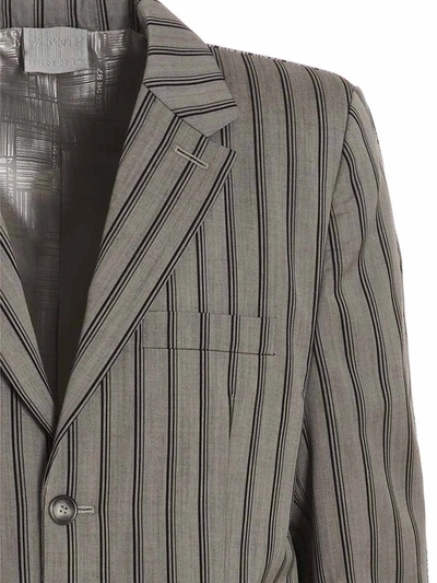 Vtmnts Striped Long Coat Chest Pocket In Gray