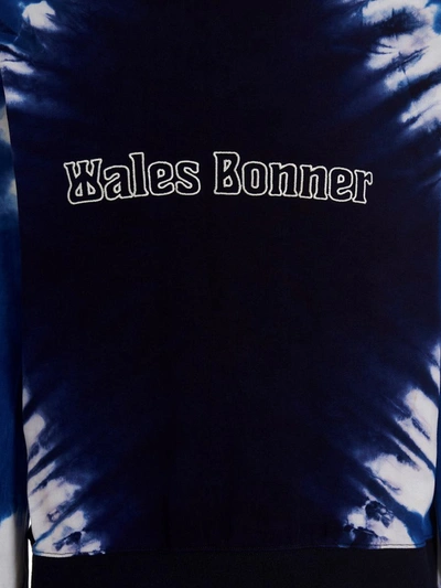 Wales Bonner Embroidered Logo Sweatshirt Tie Dye In Blue