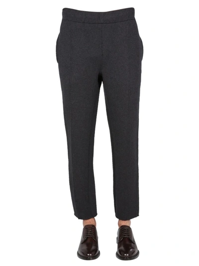 Shop Zegna Double Knitted Jogging Pants In Charcoal