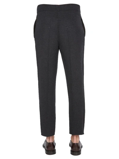 Shop Zegna Double Knitted Jogging Pants In Charcoal