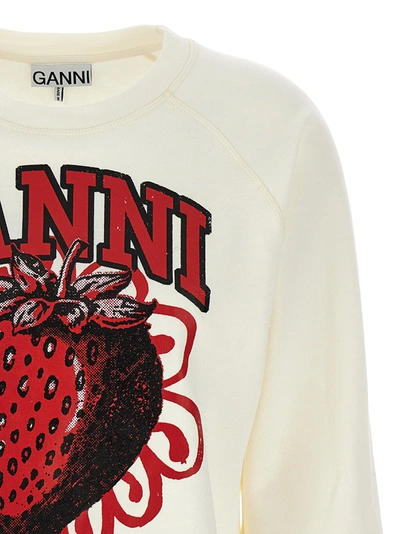 Shop Ganni Strawberry Sweatshirt White