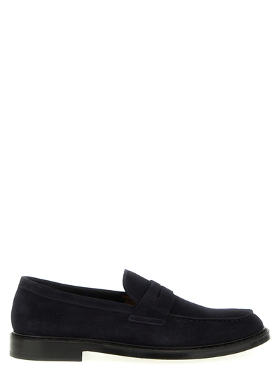 Shop Doucal's Suede Loafers Blue