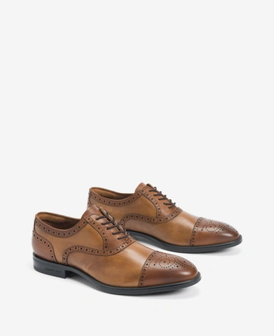 Shop Kenneth Cole Futurepod Leather Lace-up Oxford Shoe With Medallion Cap Toe In Cognac