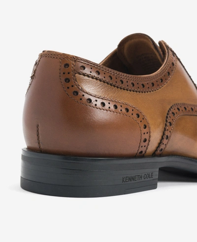 Shop Kenneth Cole Futurepod Leather Lace-up Oxford Shoe With Medallion Cap Toe In Cognac