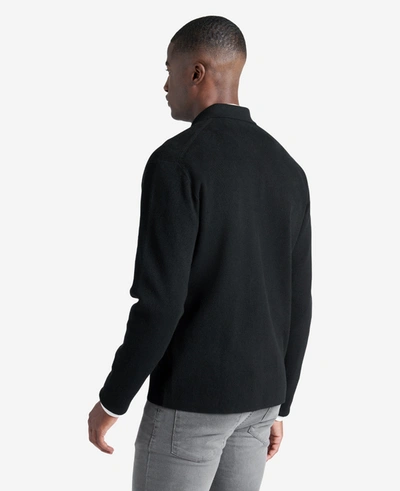 Kenneth Cole Knit Long-sleeve Zip Polo In Black