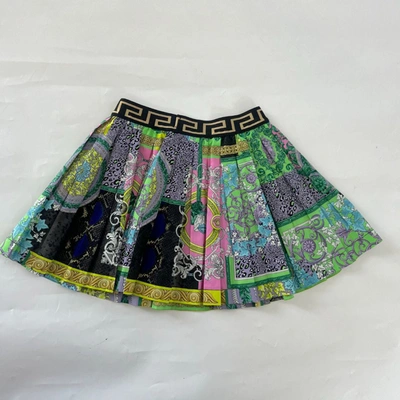 Pre-owned Versace Printed Pleated Mini Girls Skirt, 6 Years
