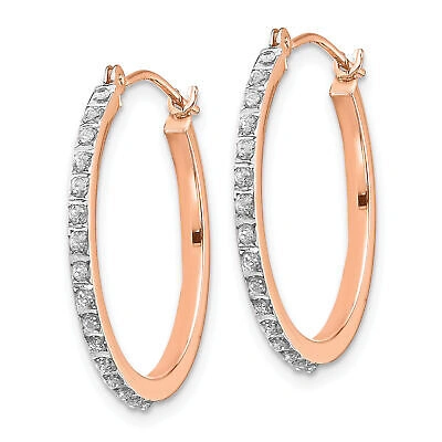 Pre-owned Diamond Fascination 14k Rose Gold  Round Hinged Hoop Earrings Df268 In White