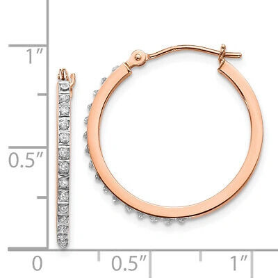 Pre-owned Diamond Fascination 14k Rose Gold  Round Hinged Hoop Earrings Df268 In White