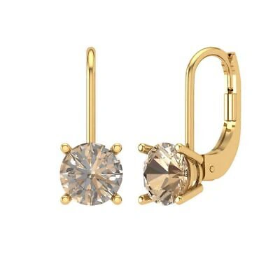 Pre-owned Pucci 1.5 Ct Round Drop Dangle Yellow Lab Created Moissanite 18k Yellow Gold Earrings