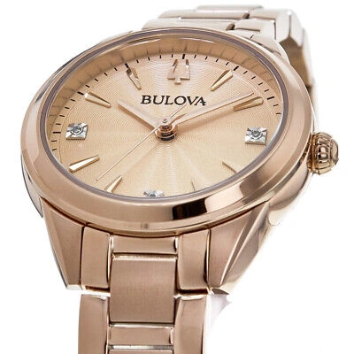 Pre-owned Bulova Rose Gold Womens Analogue Watch Sutton 97p151